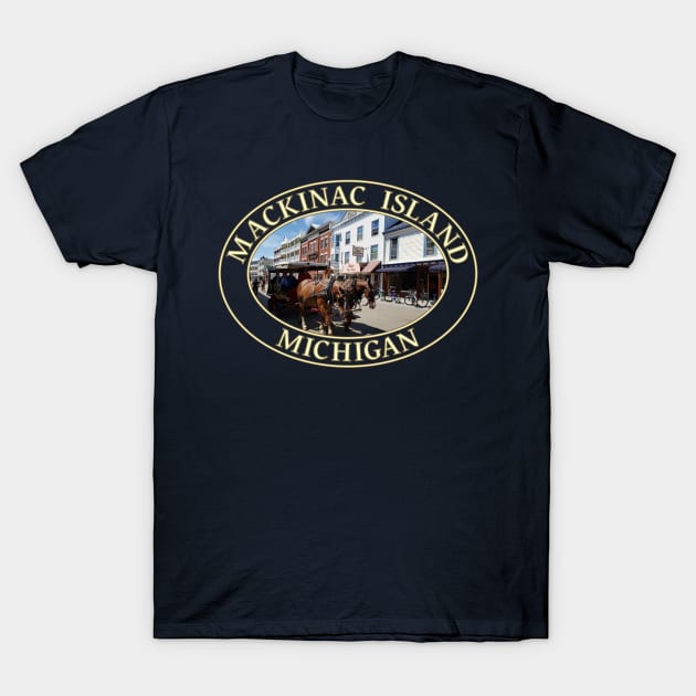 Horse and Carriage in Historic Mackinac Island, Michigan T-Shirt by GentleSeas